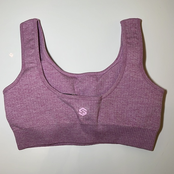 NWT Skelcore Purple Ribbed Seamless Sports Bra Size Medium - Picture 4 of 5